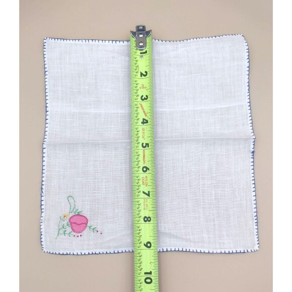 Vintage Hand-Embroidered Linen Napkins Handkerchief Floral Patterns Set Of 12 - Picture 13 of 14